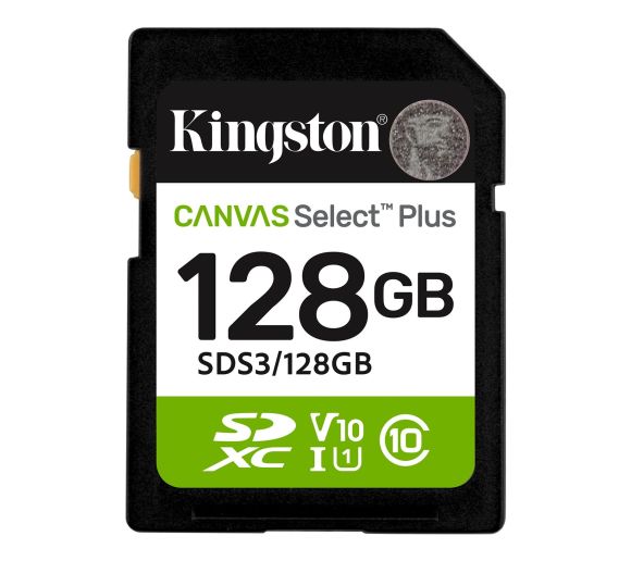 Kingston - SD Card 128GB, Canvas Select Plus, SDHC Class10 UHS-1 U1 V10, up to 150MB/s read_0