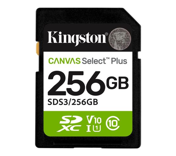 Kingston - SD Card 256GB, Canvas Select Plus, SDHC Class10 UHS-1 U1 V10, up to 150MB/s read_0