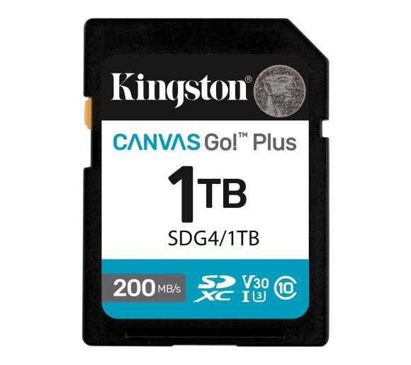 Kingston - SD Card 1TB, Canvas Go! Plus, SDXC Class10 UHS-1 U3 V30, Read up to 200MB/s, Write up to 160MB/s, for 4K and FullHD video recording_0