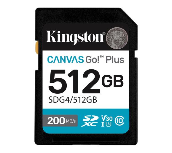 Kingston - SD Card 512GB, Canvas Go! Plus, SDXC Class10 UHS-1 U3 V30, Read up to 200MB/s, Write up to 160MB/s, for 4K and FullHD video recording_0