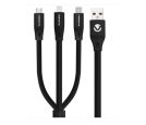 Kabl Volkano VK-20086-BK Slim Series Flat PVC 3-in-1 USB-C/Lightning/Micro_small_0
