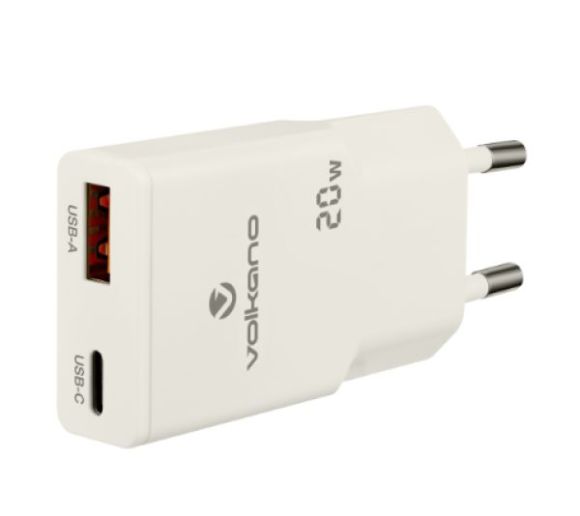 Kućni punjač Volkano Mighty Series VK-8063-WT GaN 20W USB-A + USN-C_0