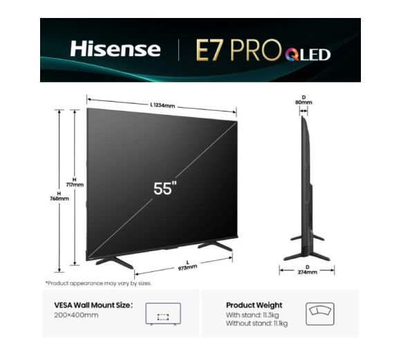 HISENSE - 55 inča 55E7Q PRO QLED 4K UHD Smart TV _8