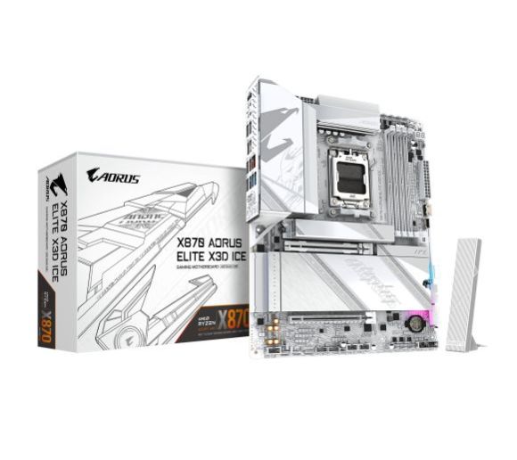 Gigabyte - AM5, X870 AORUS ELITE X3D ICE, 4x DDR5 DIMMs with AMD EXPO Memory Module Support, X3D Turbo Mode 2.0 Incredible X3D performance unleashed by AI_0