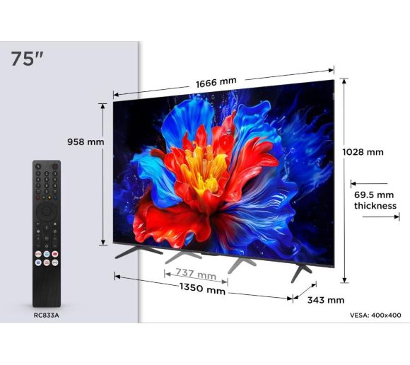 TCL - Televizor TCL 75P8K/QLED/75"/4K UHD/144Hz/Google TV/crna_6