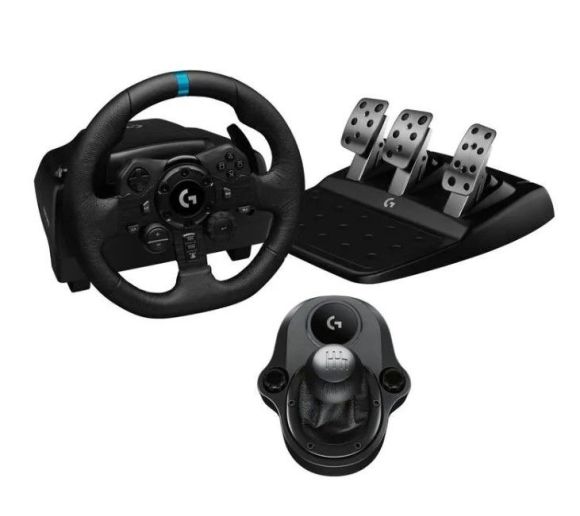 Logitech - Logitech G923 Trueforce Gaming Racing Wheel + Logitech Shifter_0