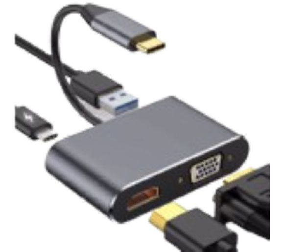 Stars Solutions - Adapter Stars Solutions USB-C na HDMI/VGA/USB/PD sivi_0