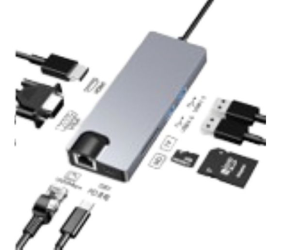 Stars Solutions - Adapter Stars Solutions USB-C na HDMI/VGA/USB/SD/TF/LAN/PD sivi_0