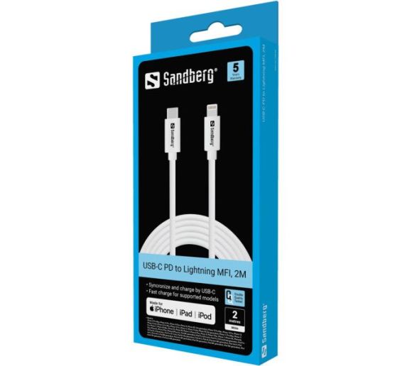 Kabl Sandberg 136-59 USB-C PD na Lightning MFI, 2M_1
