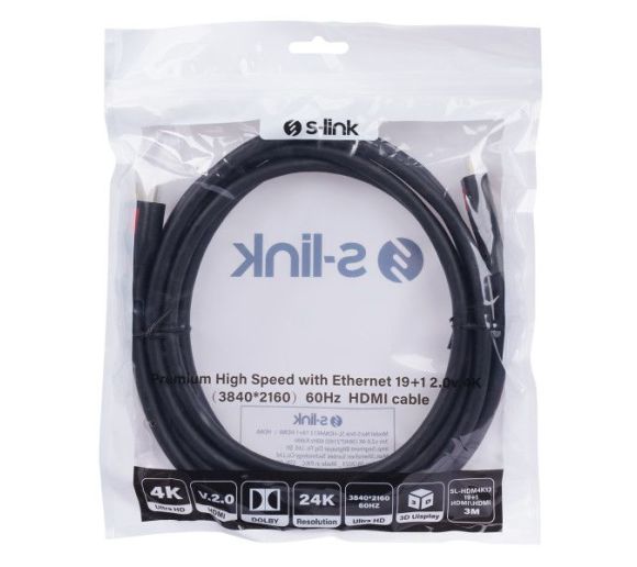 Kabl S-link SL-HDM4K13 HDMI na HDMI M/M v2.0 4K/60Hz 3m_3