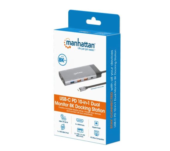 Manhattan - Docking station Manhattan 130714 10in1 USB-C - 2xHDMI/5xUSB/LAN/PD 100W_5