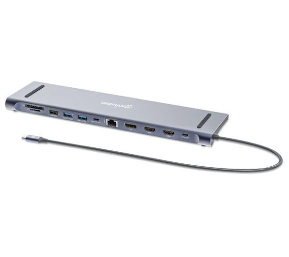 Manhattan - Docking station Manhattan 12in1 USB-C 100W-2xHDMI/DP/GLAN/3xUSB/USB-C 190305_0