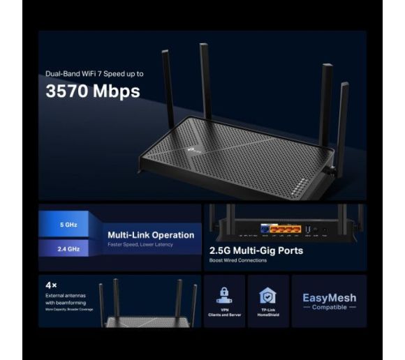 TP-Link - LAN Router TP-LINK Archer BE230 BE3600 WiFi7/2.5Gb WAN/4GLAN_3