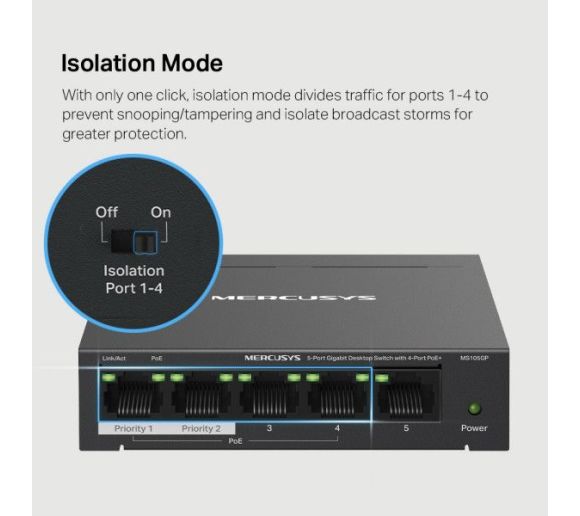 Mercusys - LAN Switch Mercusys MS105GP 5-port 10/100/1000 / 4PoE_3