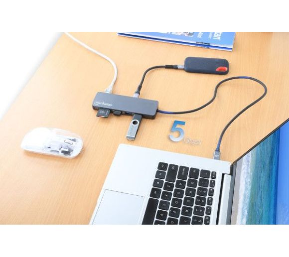 Manhattan - Docking station Manhattan 190459 9in1 USB-C - 1xHDMI/5xUSB/LAN/CR/PD 100W_2