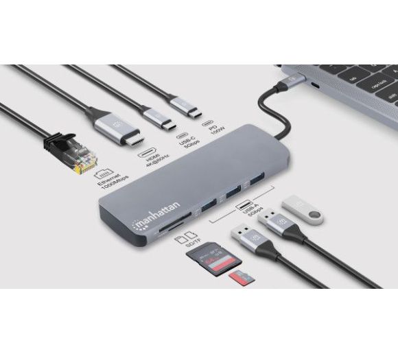 Manhattan - Docking station Manhattan 190459 9in1 USB-C - 1xHDMI/5xUSB/LAN/CR/PD 100W_5