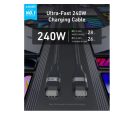USB tip-C kabl M/M 1.8m, za Super brzo punjenje 240W/480Mbps, pleteni, crni _small_0