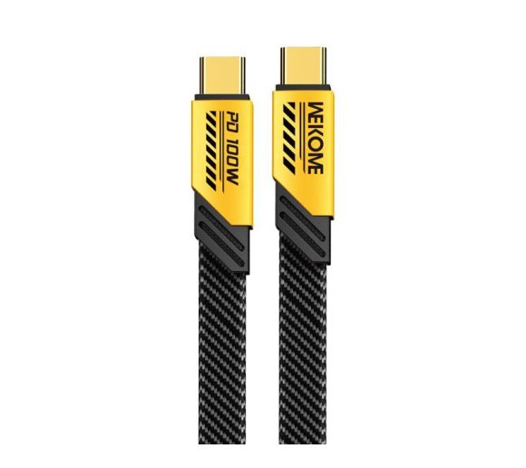 WDC-192 Kabl 3.1 USB tip C M/M 1m, za Superbrzo punjenje 100W/480Mbps, flat-crno-žuti _0