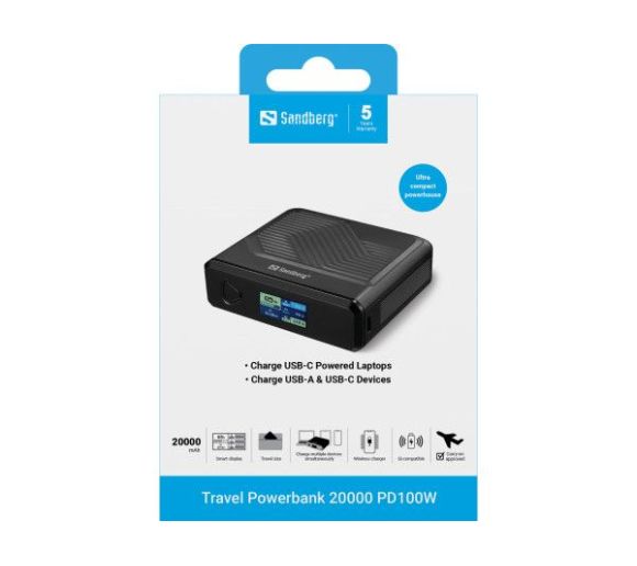 Powerbank Sandberg Travel 421-25 20000mAh PD100W/bežično punjenje_2