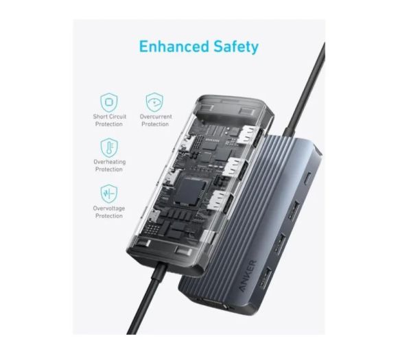 USB-C Data Hub, 8u1, Triple Display, PD 85W doking stanica siva _5
