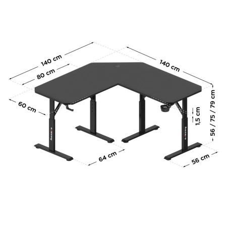 Huzaro - Hero 7.3 Crni Podesivi sto 140x60cm_5