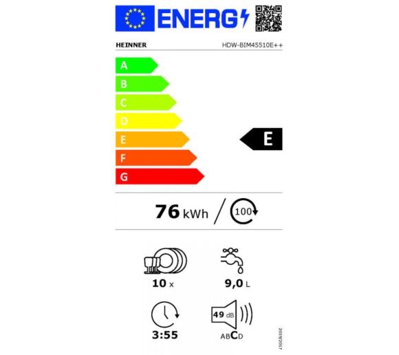 Ugradna mašina za pranje sudova HEINNER HDW-BIM45510E++ 10kompleta /45cm_1