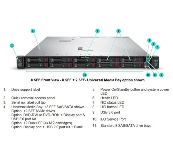 HP - Server HPE ProLiant DL360 Gen10 4215R 1P 32GB-R MR416i-a NC 8SFF BC 800W PS/Remarket/(3-3-3)_1