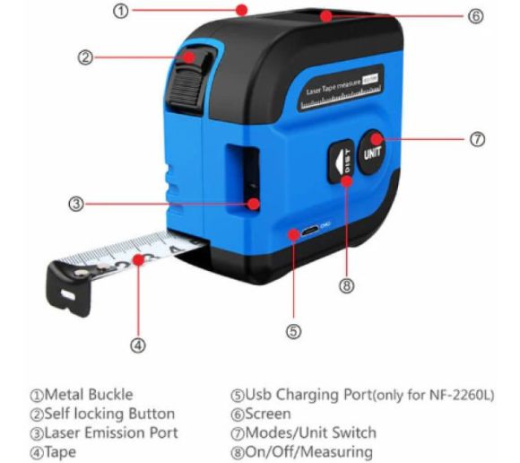 NOYAFA - Noyafa NF-2260L 2-u-1 Laserska Traka | Daljinomer i Metar 60m |_5