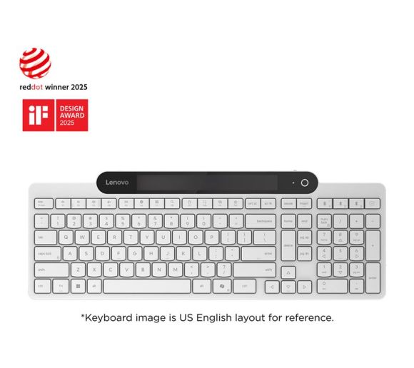 Lenovo - Lenovo 800 Self-Charging Bluetooth Keyboard  White US GREEK 103P Self-Charging by Ambient Light Bluetooth 5.1 USB-C_0