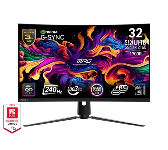MSI - 32 inča MPG 321CURX QD-OLED, 4K UHD 3840x2160 QD OLED 240 Hz G-Sync zakrivljeni gaming monitor _4