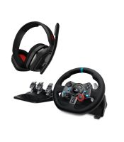 Logitech - Logitech G29 Driving Force Gaming Racing Wheel + Logitech A10 Headset