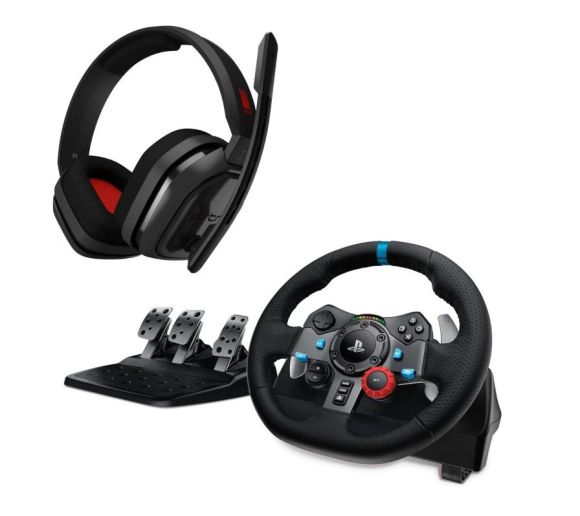 Logitech - Logitech G29 Driving Force Gaming Racing Wheel + Logitech A10 Headset_0