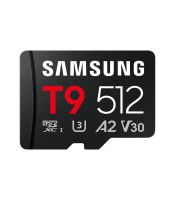 Samsung - MicroSD 512GB, T9, SDXC, UHS-I U3 V30 A2, Read up to 200MB/s, Write up to 130MB/s,  for 4K and FullHD video recording