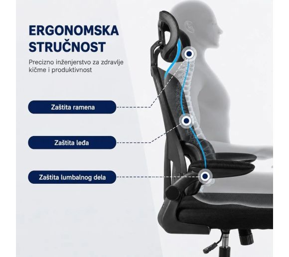 Nuvora Ergonomska Kancelarijska Stolica Crna | K-Office.rs_5