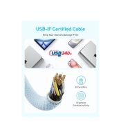 Zolo USB tip-C kabl M/M 1.8m, za Apple, super brzo punjenje 240W/480Mbps, pleteni, crni 