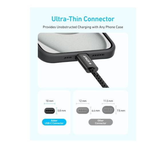Zolo USB tip-C kabl M/M 1.8m, za Apple, super brzo punjenje 240W/480Mbps, pleteni, crni _2
