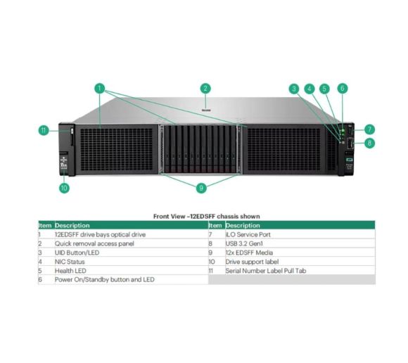 HP - HPE DL380 Gen11 24C 4516Y+ 2.2GHz  64GB 24SFF MR408i-o 4x1Gb 2x 480GB SSD 2x1000W  2U Rack 3Y_2