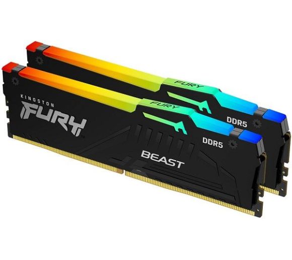 Kingston - DDR5 64GB (2x32GB) 6000MT/s [FURY BEAST RGB], Non-ECC UDIMM, CL36 1.35V, 288-Pin 2Rx8, Black, Memory Kit, w/RGB Heatsink, XMP & EXPO_0