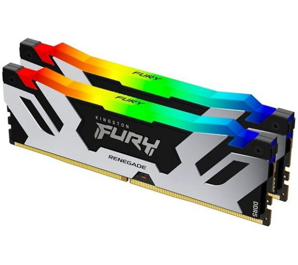 Kingston - DDR5 48GB (2x24GB) 7200MT/s [FURY RENEGADE RGB], Non-ECC UDIMM, CL38 1.45V, 288-Pin 1Rx8, Silver/Black, Memory Kit, w/RGB Heatsink, XMP_0
