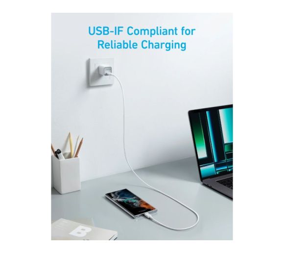 322 USB tip-C na USB tip-C kabl M/M 0.9m, 60W, pleteni, beli _1