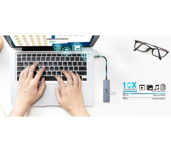 Genius - UH-500 5-in-1 USB Hub srebrni _1