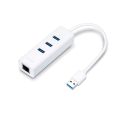 TP-Link - Adapter TP-LINK UE330 USB 3.0 to RJ-45 Gigabit Ethernet Network/1x LAN/3x USB 3.0 Hub_small_1